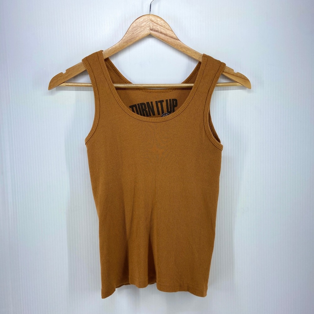 Double D Ranch Caramel Mustard Brown Ribbed Tank Top Womens Medium